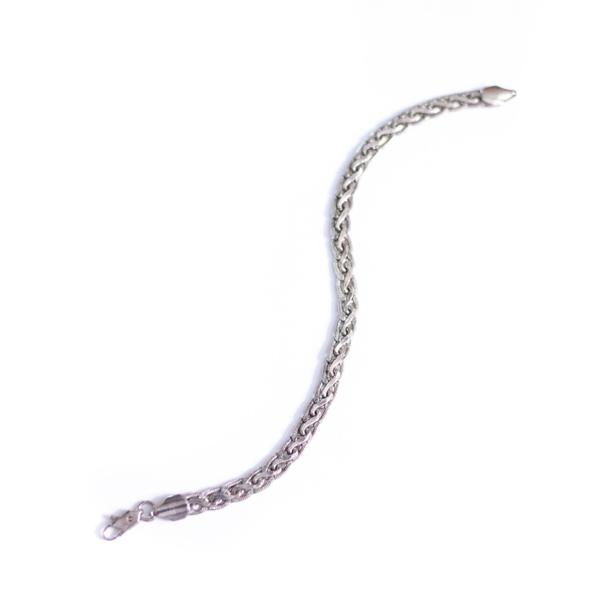 Vintage Sterling Silver Flat Link Braided Bracelet by Sterling Silver - Vintage Meet Modern Vintage Jewelry - Chicago, Illinois - #oldhollywoodglamour #vintagemeetmodern #designervintage #jewelrybox #antiquejewelry #vintagejewelry