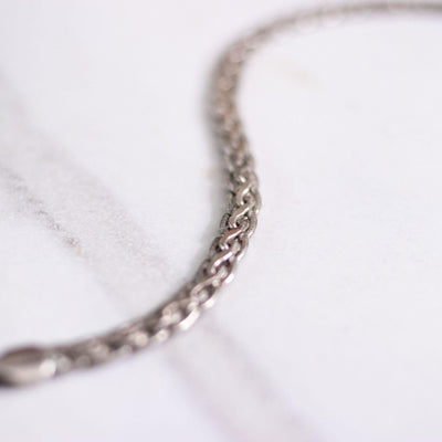 Vintage Sterling Silver Flat Link Braided Bracelet by Sterling Silver - Vintage Meet Modern Vintage Jewelry - Chicago, Illinois - #oldhollywoodglamour #vintagemeetmodern #designervintage #jewelrybox #antiquejewelry #vintagejewelry