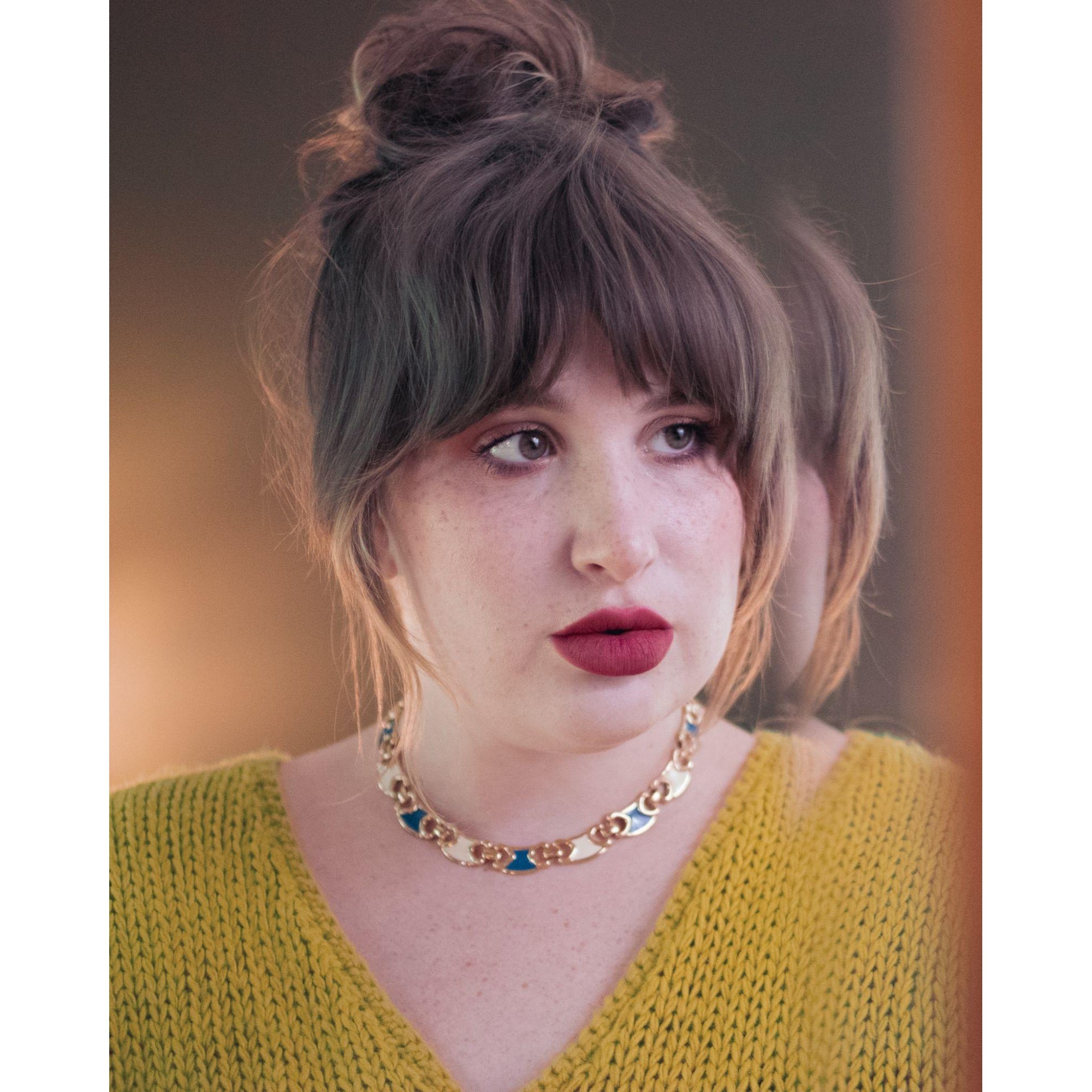 Vintage Monet Gold and Blue Link Necklace & Matching Cream Earrings by Unsigned Beauty - Vintage Meet Modern Vintage Jewelry - Chicago, Illinois - #oldhollywoodglamour #vintagemeetmodern #designervintage #jewelrybox #antiquejewelry #vintagejewelry