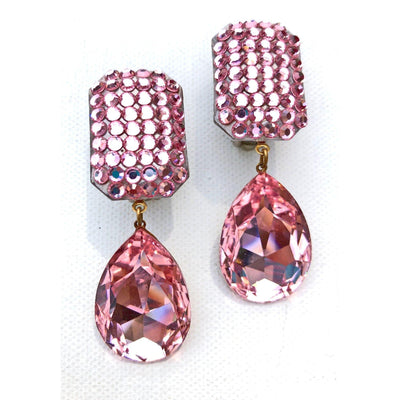 Vintage Light Pink Rhinestone Statement Earrings by Unsigned Beauty - Vintage Meet Modern Vintage Jewelry - Chicago, Illinois - #oldhollywoodglamour #vintagemeetmodern #designervintage #jewelrybox #antiquejewelry #vintagejewelry