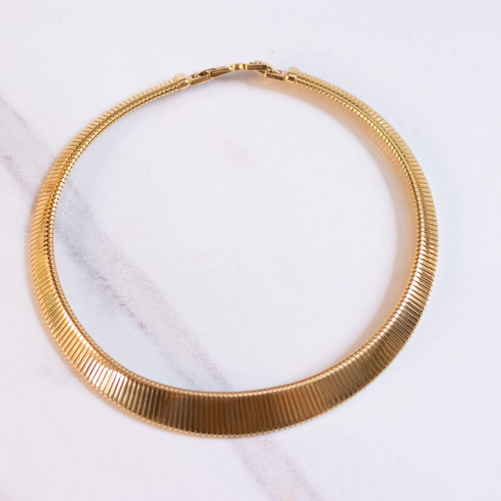 Vintage Monet Flat Link Omega Statement Necklace by Monet - Vintage Meet Modern Vintage Jewelry - Chicago, Illinois - #oldhollywoodglamour #vintagemeetmodern #designervintage #jewelrybox #antiquejewelry #vintagejewelry