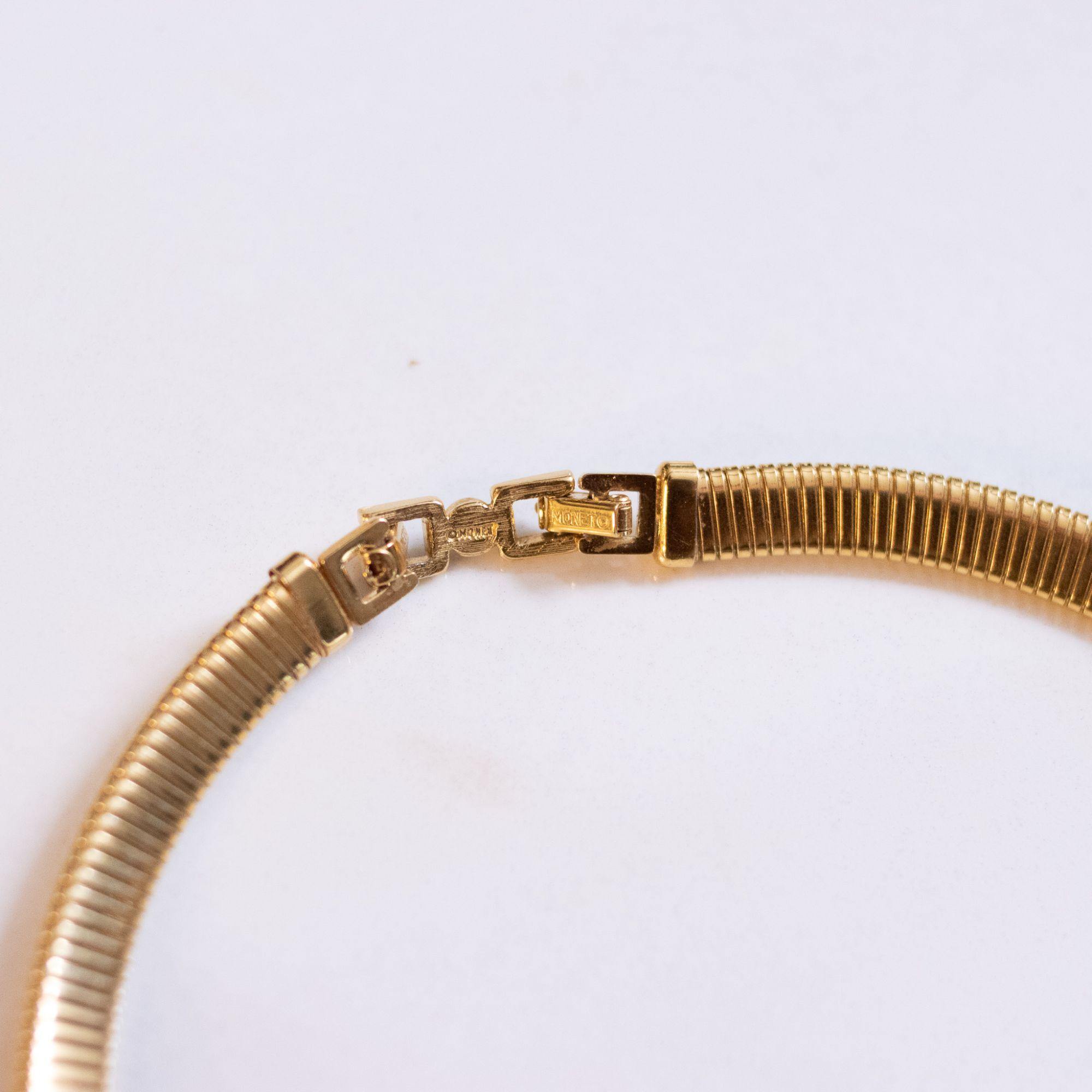 Vintage Monet Flat Link Omega Statement Necklace by Monet - Vintage Meet Modern Vintage Jewelry - Chicago, Illinois - #oldhollywoodglamour #vintagemeetmodern #designervintage #jewelrybox #antiquejewelry #vintagejewelry