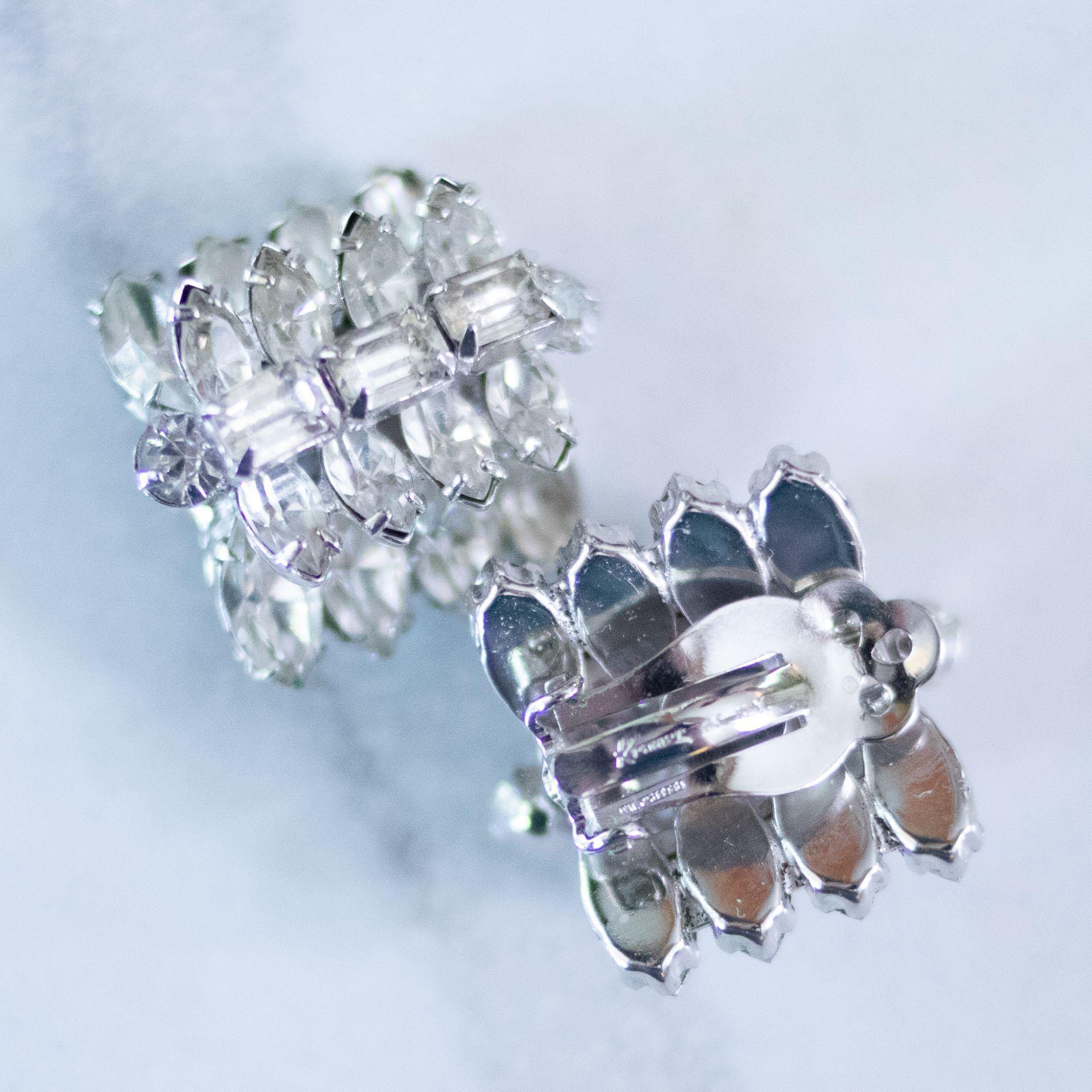 Vintage Kramer NY Tiered Rhinestone Statement Earrings by Vintage Meet Modern - Vintage Meet Modern Vintage Jewelry - Chicago, Illinois - #oldhollywoodglamour #vintagemeetmodern #designervintage #jewelrybox #antiquejewelry #vintagejewelry