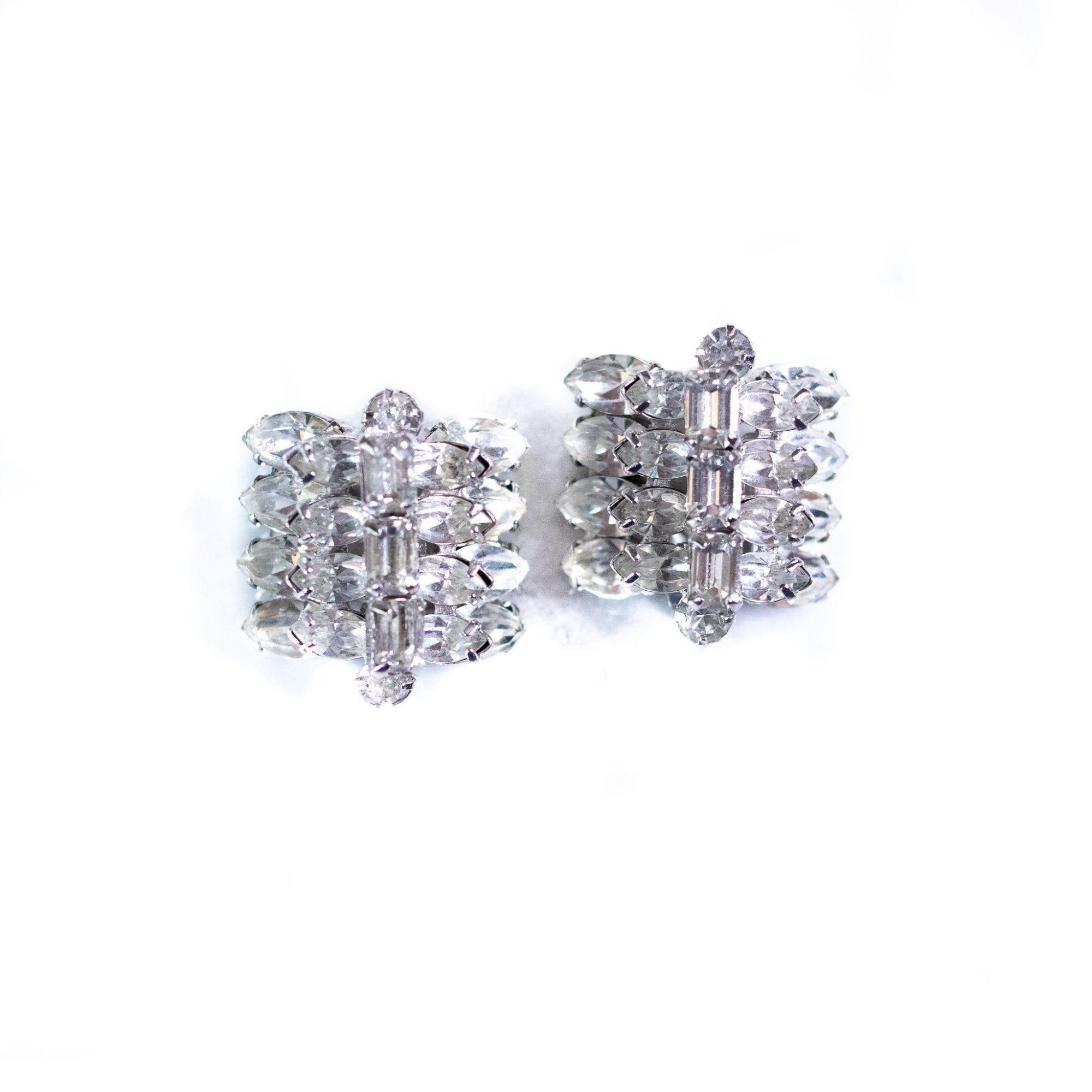 Vintage Kramer NY Tiered Rhinestone Statement Earrings by Vintage Meet Modern - Vintage Meet Modern Vintage Jewelry - Chicago, Illinois - #oldhollywoodglamour #vintagemeetmodern #designervintage #jewelrybox #antiquejewelry #vintagejewelry