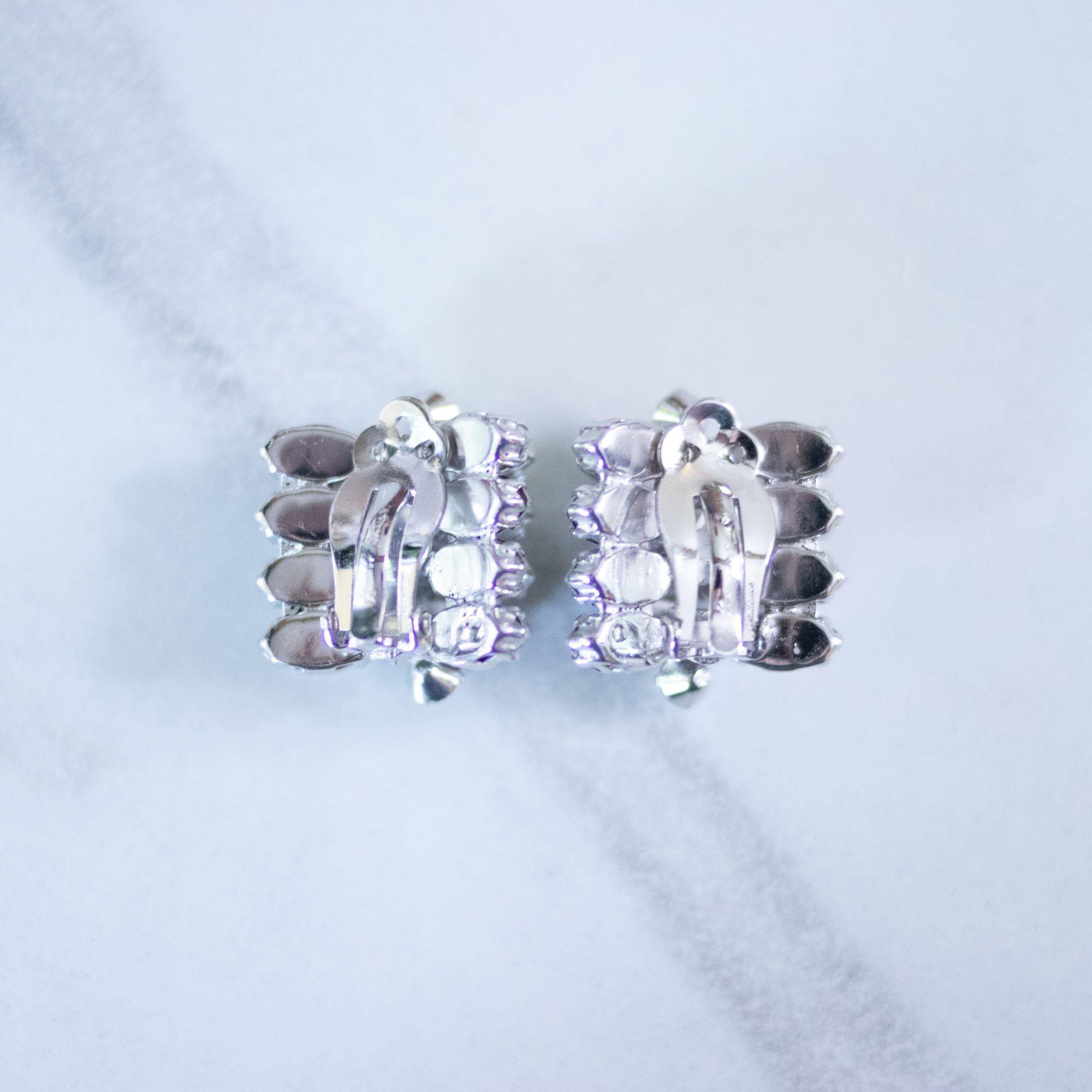 Vintage Kramer NY Tiered Rhinestone Statement Earrings by Vintage Meet Modern - Vintage Meet Modern Vintage Jewelry - Chicago, Illinois - #oldhollywoodglamour #vintagemeetmodern #designervintage #jewelrybox #antiquejewelry #vintagejewelry
