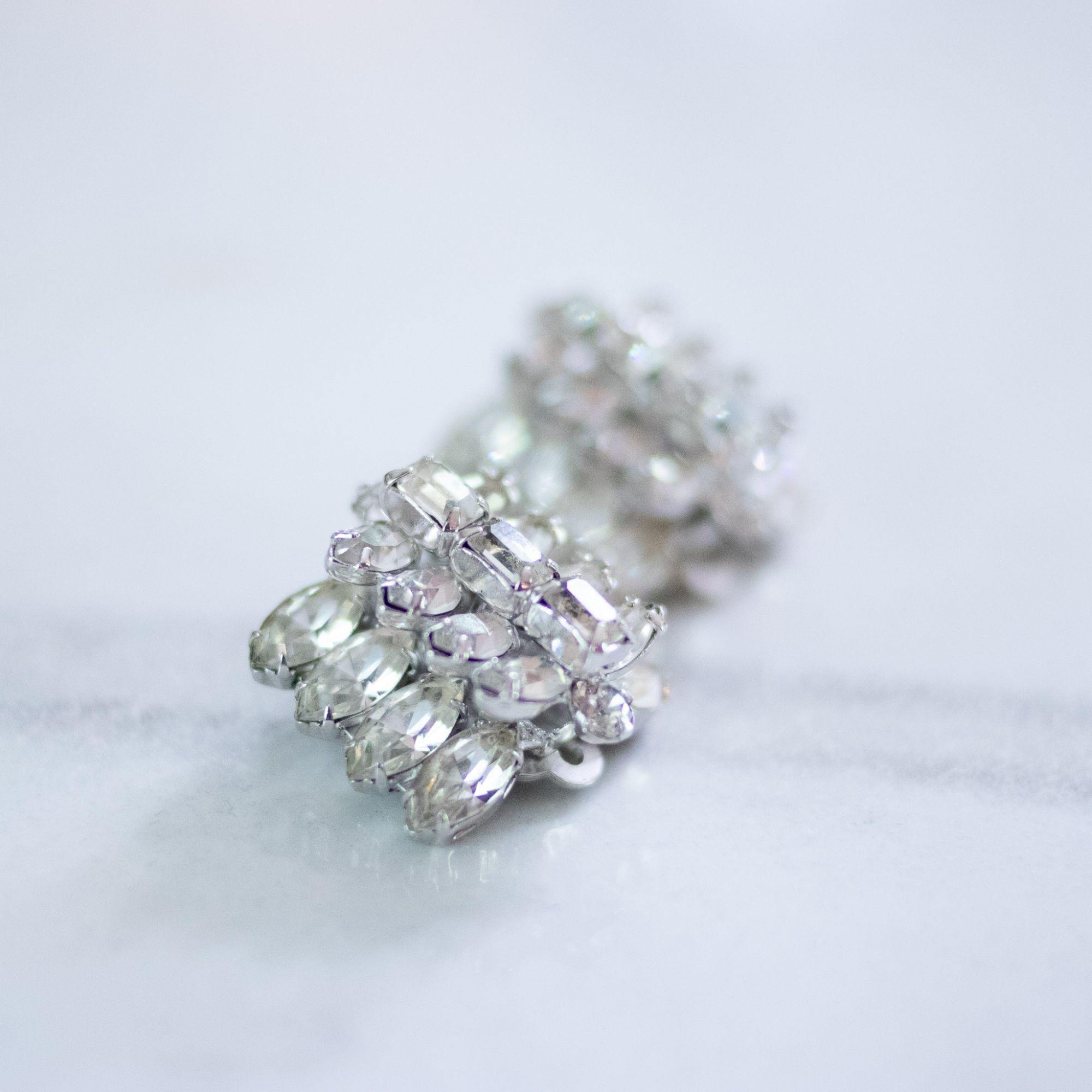Vintage Kramer NY Tiered Rhinestone Statement Earrings by Vintage Meet Modern - Vintage Meet Modern Vintage Jewelry - Chicago, Illinois - #oldhollywoodglamour #vintagemeetmodern #designervintage #jewelrybox #antiquejewelry #vintagejewelry