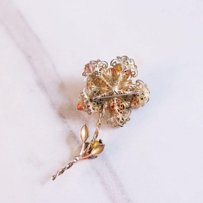 Vintage Fall Colors Flower Brooch by Unsigned Beauty - Vintage Meet Modern Vintage Jewelry - Chicago, Illinois - #oldhollywoodglamour #vintagemeetmodern #designervintage #jewelrybox #antiquejewelry #vintagejewelry
