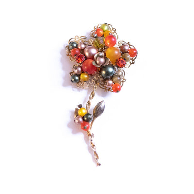 Vintage Fall Colors Flower Brooch by Unsigned Beauty - Vintage Meet Modern Vintage Jewelry - Chicago, Illinois - #oldhollywoodglamour #vintagemeetmodern #designervintage #jewelrybox #antiquejewelry #vintagejewelry