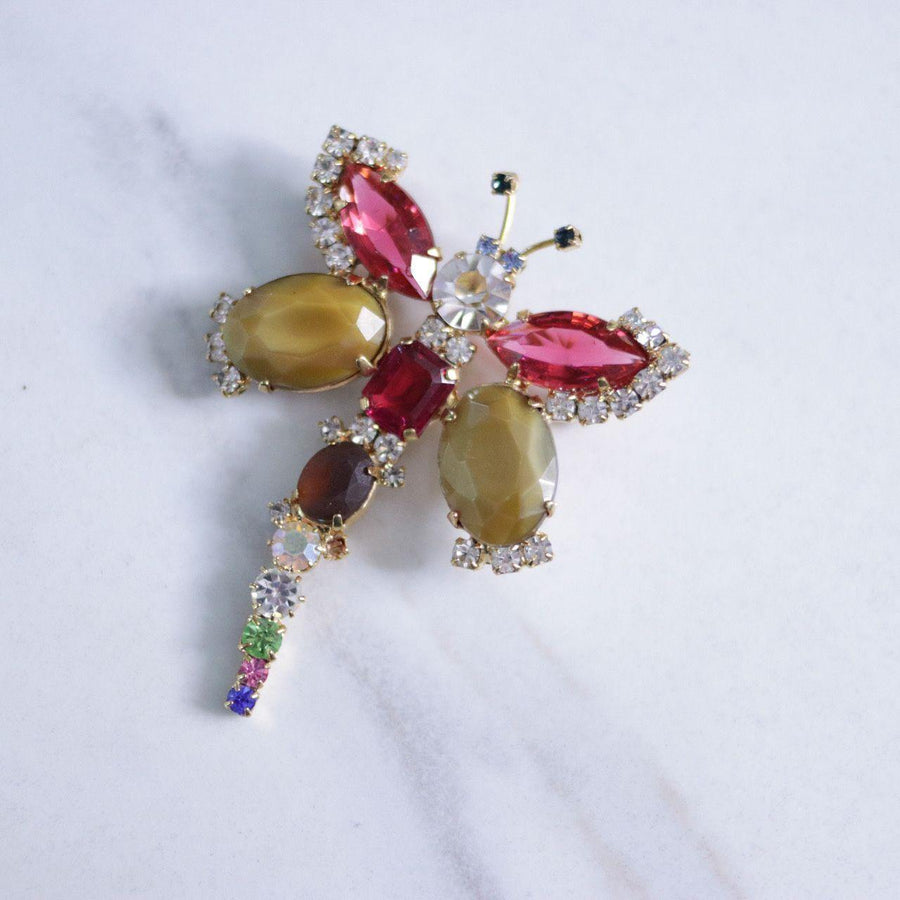 Vintage Husar D Colorful Rhinestone Dragonfly Brooch by Husar D - Vintage Meet Modern Vintage Jewelry - Chicago, Illinois - #oldhollywoodglamour #vintagemeetmodern #designervintage #jewelrybox #antiquejewelry #vintagejewelry