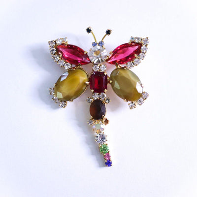 Vintage Husar D Colorful Rhinestone Dragonfly Brooch by Husar D - Vintage Meet Modern Vintage Jewelry - Chicago, Illinois - #oldhollywoodglamour #vintagemeetmodern #designervintage #jewelrybox #antiquejewelry #vintagejewelry