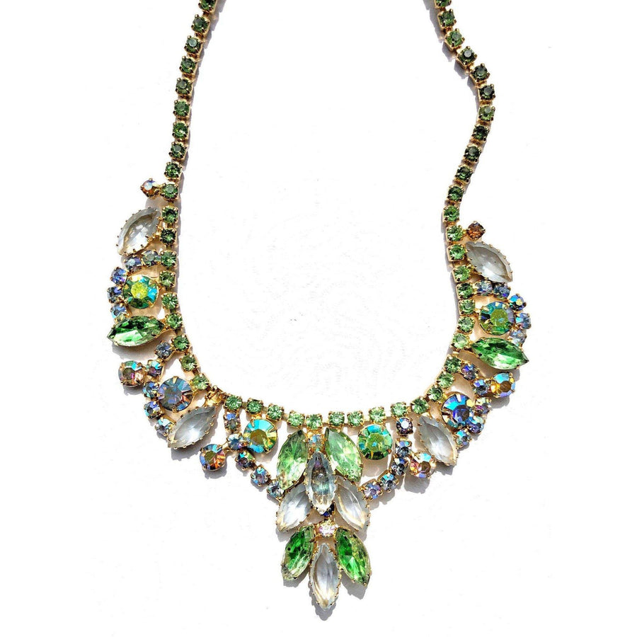 Vintage Juliana Light Blue and Light Green Rhinestone Necklace by Juliana - Vintage Meet Modern Vintage Jewelry - Chicago, Illinois - #oldhollywoodglamour #vintagemeetmodern #designervintage #jewelrybox #antiquejewelry #vintagejewelry