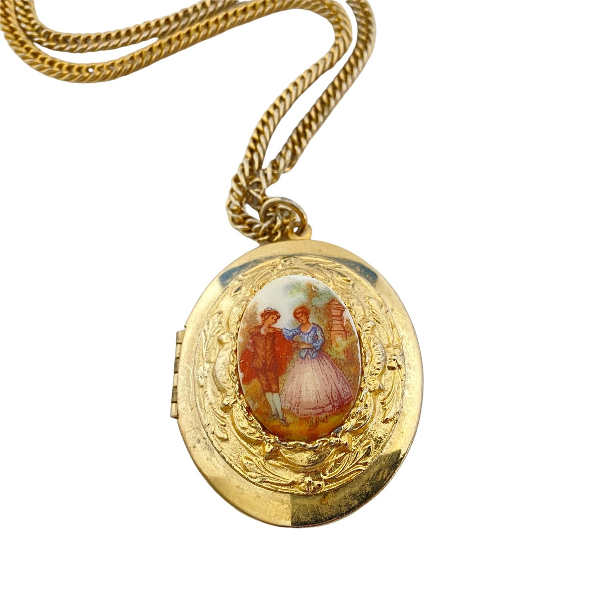 Vintage Victorian Revival Locket with Lady and Gentleman