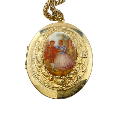 Vintage Victorian Revival Locket with Lady and Gentleman by Unsigned Beauty - Vintage Meet Modern Vintage Jewelry - Chicago, Illinois - #oldhollywoodglamour #vintagemeetmodern #designervintage #jewelrybox #antiquejewelry #vintagejewelry