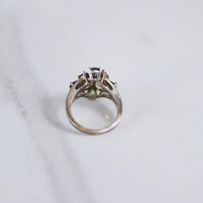 Vintage Shades of Green Tourmaline and Citrine Cluster Cocktail Ring by Sterling Silver - Vintage Meet Modern Vintage Jewelry - Chicago, Illinois - #oldhollywoodglamour #vintagemeetmodern #designervintage #jewelrybox #antiquejewelry #vintagejewelry