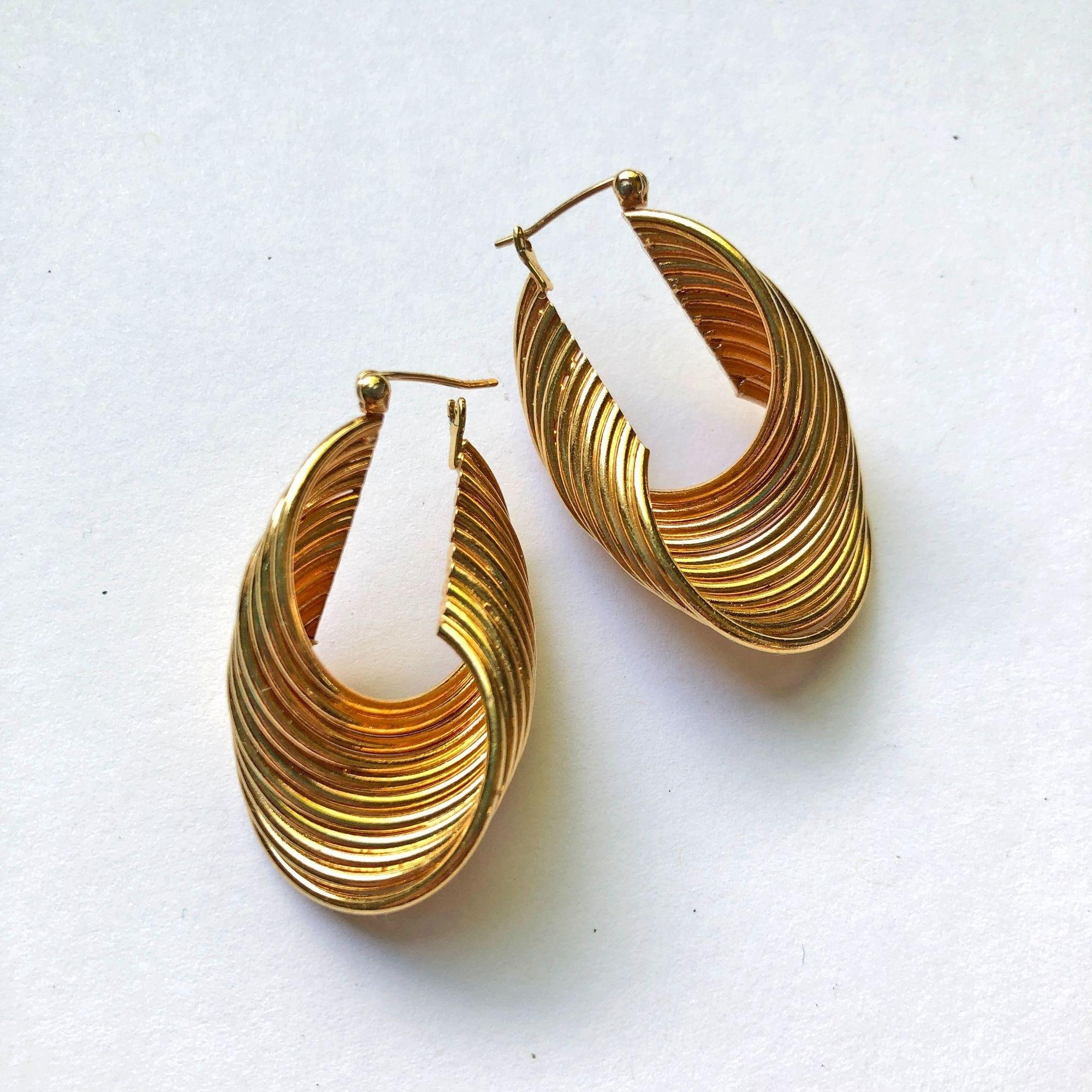 Gold Looped Pierced Hoop Earrings by Unsigned Beauty - Vintage Meet Modern Vintage Jewelry - Chicago, Illinois - #oldhollywoodglamour #vintagemeetmodern #designervintage #jewelrybox #antiquejewelry #vintagejewelry