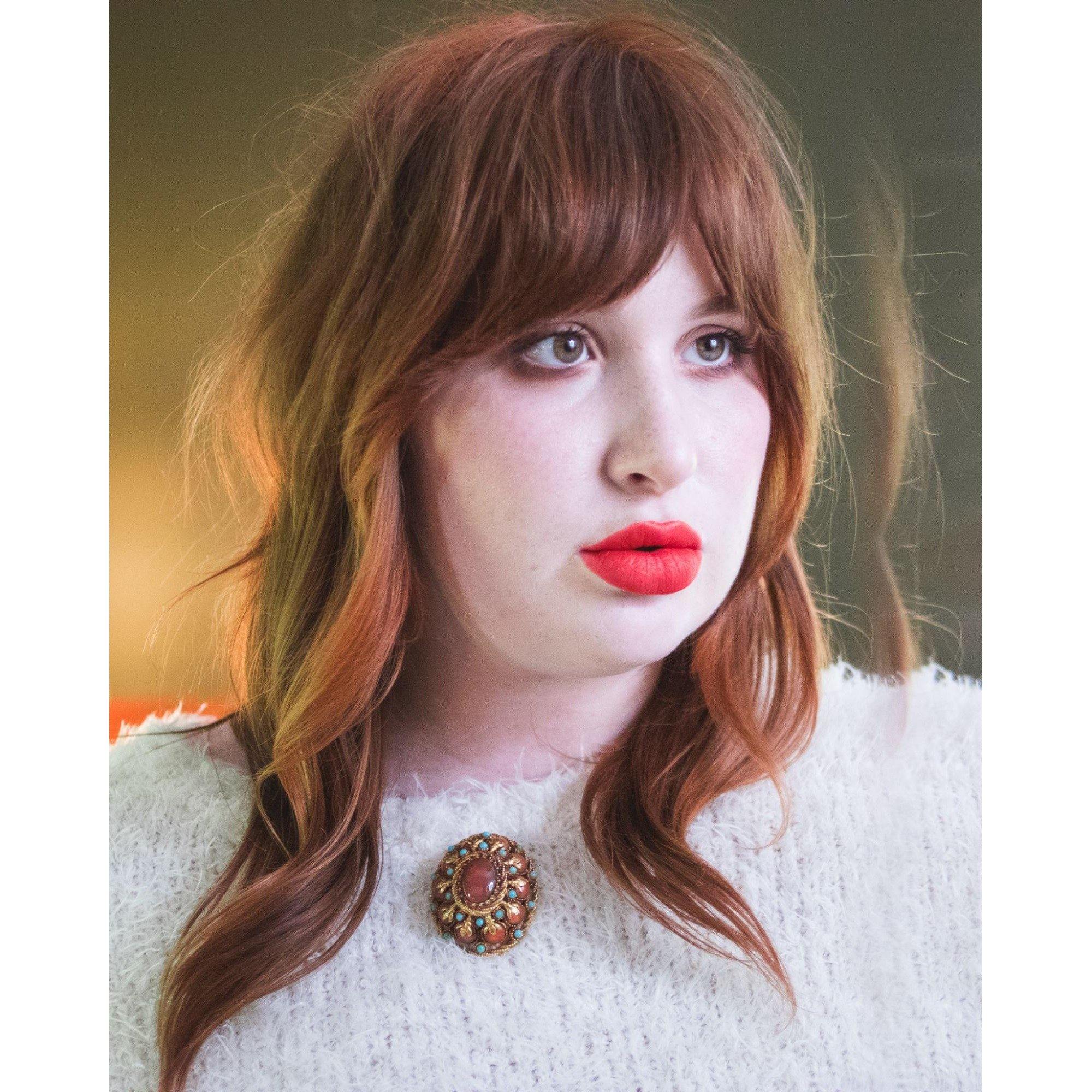 Vintage HAR Oval Medallion Brooch with Carnelian Glass Center Stone and Turquoise Bead Details by HAR - Vintage Meet Modern Vintage Jewelry - Chicago, Illinois - #oldhollywoodglamour #vintagemeetmodern #designervintage #jewelrybox #antiquejewelry #vintagejewelry