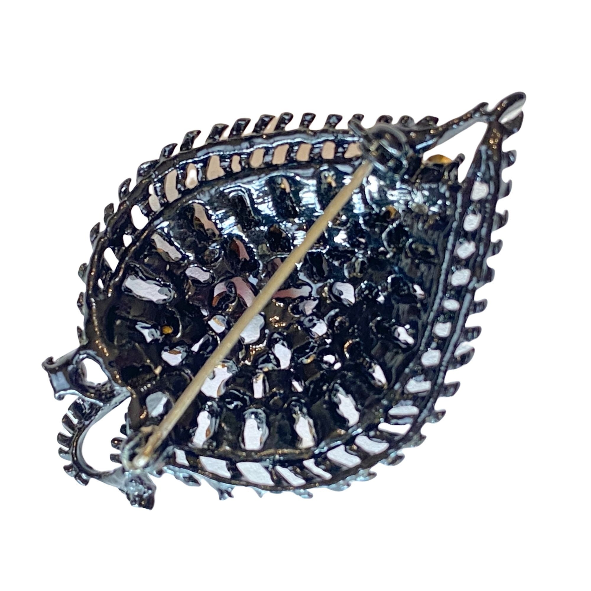 Vintage Light and Hot Pink Rhinestone Leaf Brooch by Unsigned Beauty - Vintage Meet Modern Vintage Jewelry - Chicago, Illinois - #oldhollywoodglamour #vintagemeetmodern #designervintage #jewelrybox #antiquejewelry #vintagejewelry