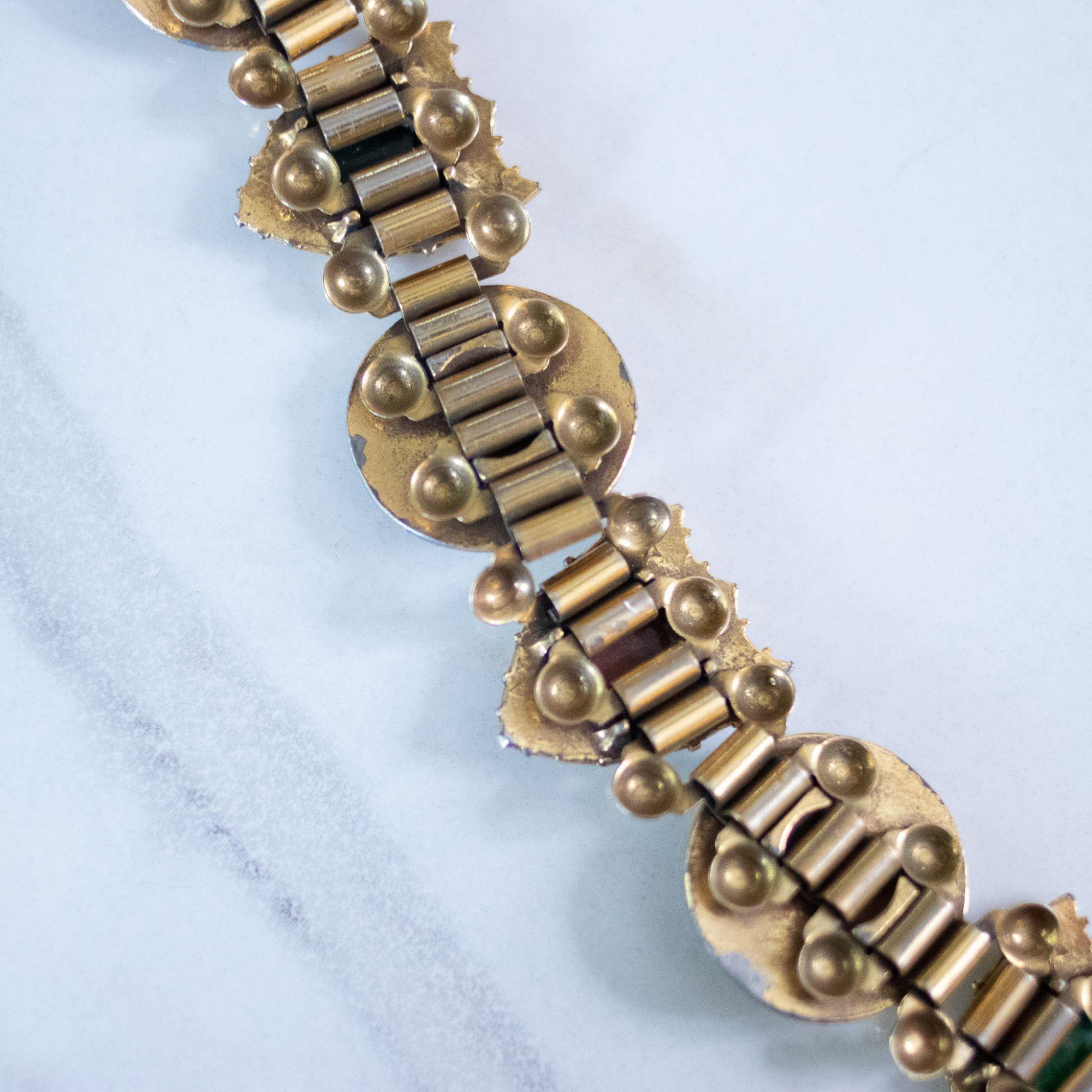 Vintage Victoria Slide Style Medieval Scene Bracelet with Art Glass Rhinestones, Cabochons, and Cameos by Unsigned Beauty - Vintage Meet Modern Vintage Jewelry - Chicago, Illinois - #oldhollywoodglamour #vintagemeetmodern #designervintage #jewelrybox #antiquejewelry #vintagejewelry