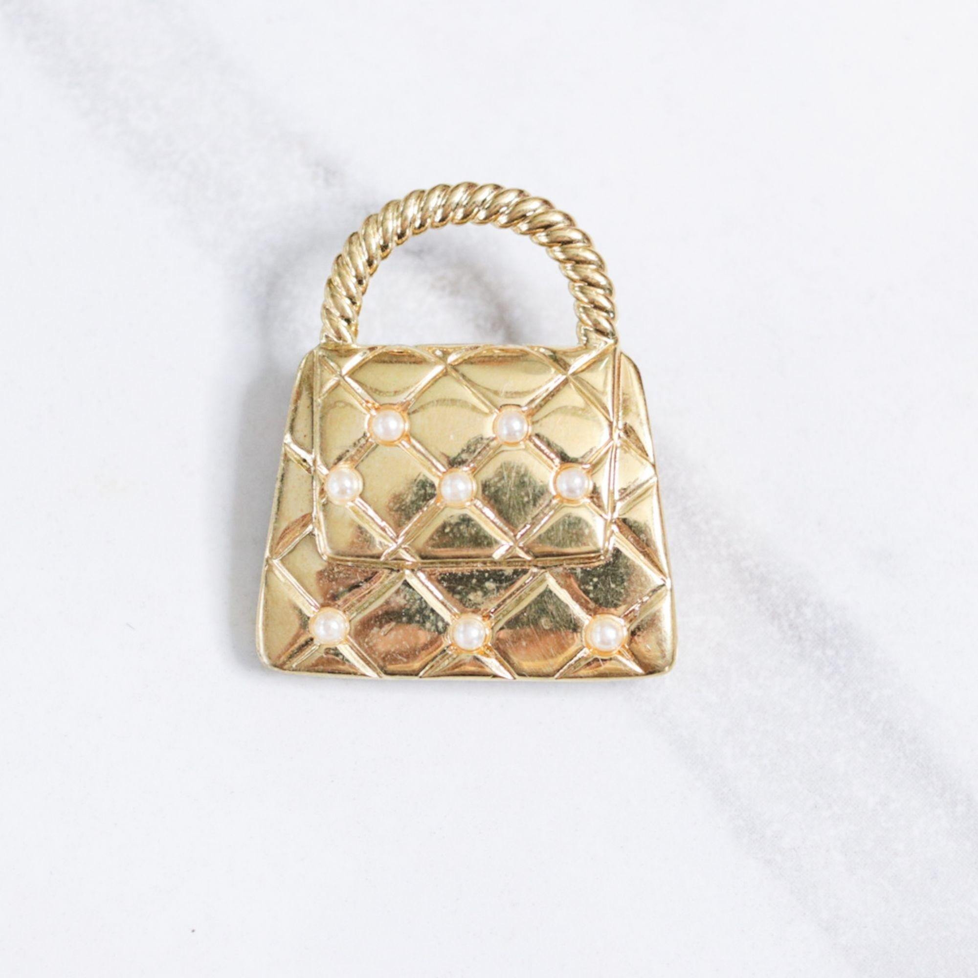 Vintage Marvella Gold Quilted Handbag Purse with Faux Pearls by Marvella - Vintage Meet Modern Vintage Jewelry - Chicago, Illinois - #oldhollywoodglamour #vintagemeetmodern #designervintage #jewelrybox #antiquejewelry #vintagejewelry