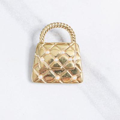 Vintage Marvella Gold Quilted Handbag Purse with Faux Pearls by Marvella - Vintage Meet Modern Vintage Jewelry - Chicago, Illinois - #oldhollywoodglamour #vintagemeetmodern #designervintage #jewelrybox #antiquejewelry #vintagejewelry