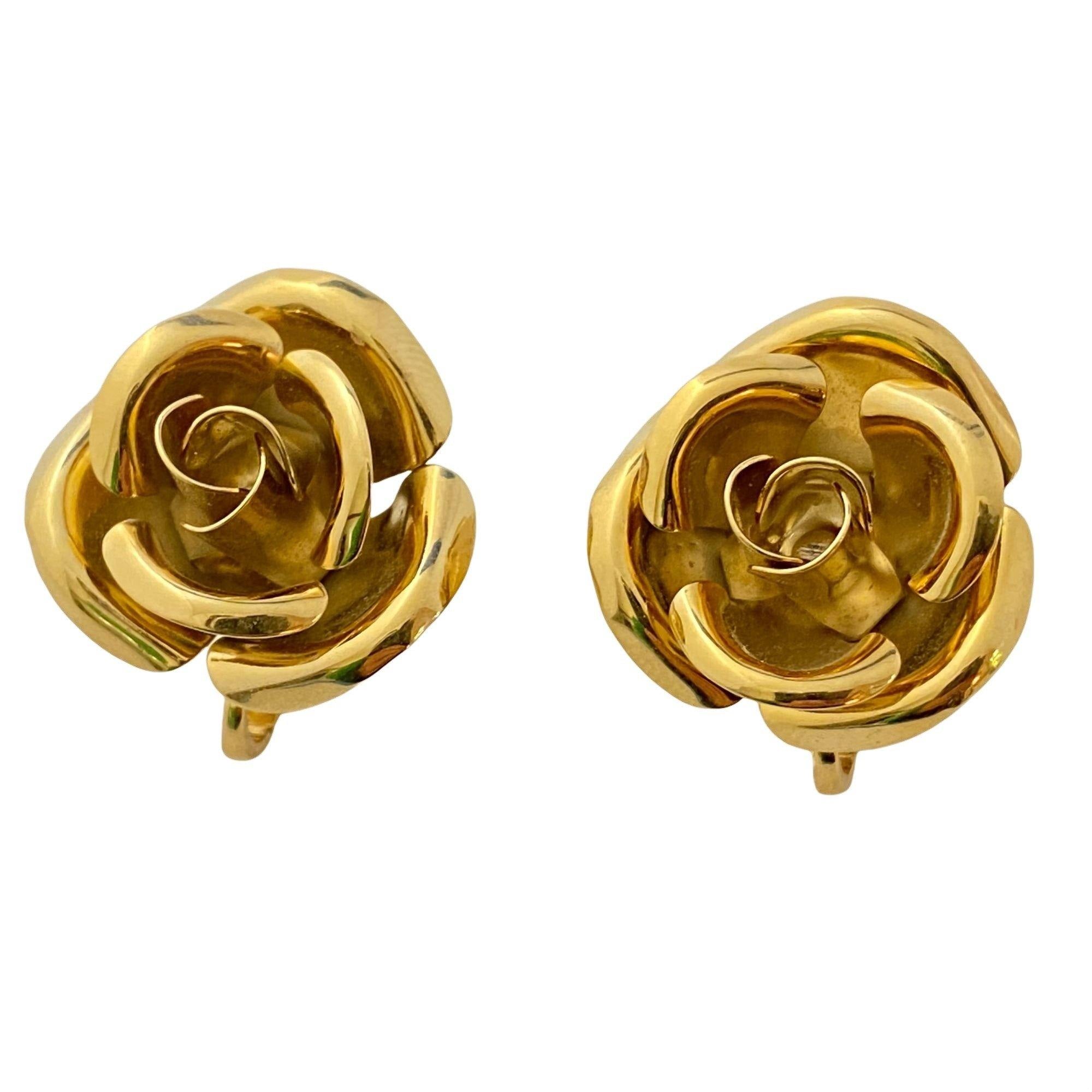 Vintage Crown Trifari Gold Rose Earrings by Crown Trifari - Vintage Meet Modern Vintage Jewelry - Chicago, Illinois - #oldhollywoodglamour #vintagemeetmodern #designervintage #jewelrybox #antiquejewelry #vintagejewelry