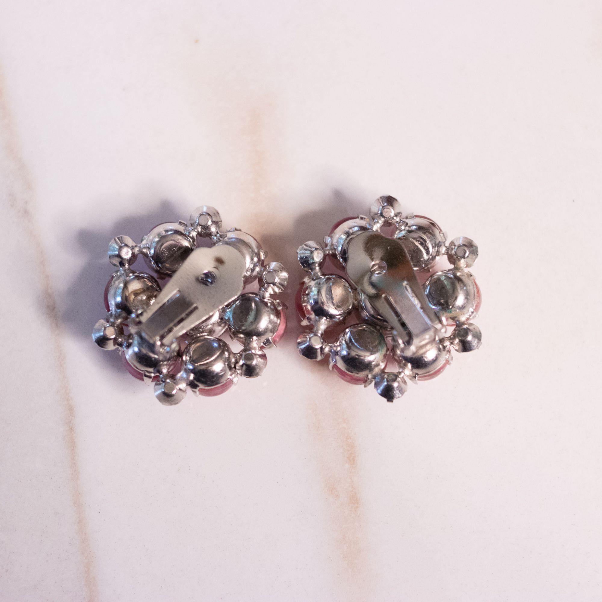Vintage Pink Rhinestone Statement Earrings by Unsigned Beauty - Vintage Meet Modern Vintage Jewelry - Chicago, Illinois - #oldhollywoodglamour #vintagemeetmodern #designervintage #jewelrybox #antiquejewelry #vintagejewelry