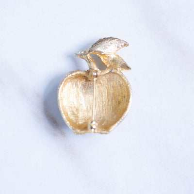 Vintage Apple Brooch with Rhinestones by Unsigned Beauty - Vintage Meet Modern Vintage Jewelry - Chicago, Illinois - #oldhollywoodglamour #vintagemeetmodern #designervintage #jewelrybox #antiquejewelry #vintagejewelry