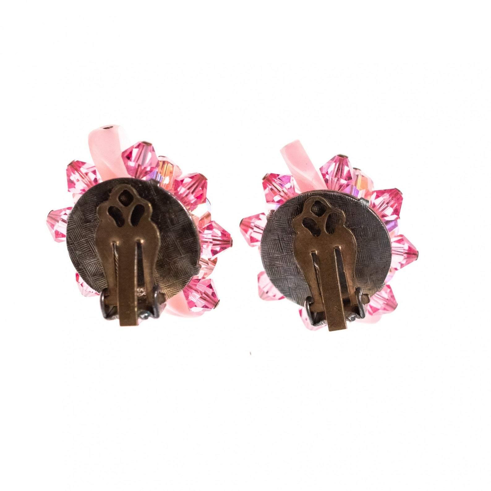 Vintage Regency Pink Crystal Cluster Earrings by Regency - Vintage Meet Modern Vintage Jewelry - Chicago, Illinois - #oldhollywoodglamour #vintagemeetmodern #designervintage #jewelrybox #antiquejewelry #vintagejewelry