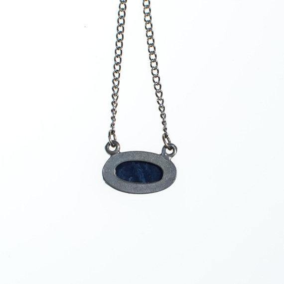 Vintage Sodalite Minimalist Pendant Necklace by 1970s - Vintage Meet Modern Vintage Jewelry - Chicago, Illinois - #oldhollywoodglamour #vintagemeetmodern #designervintage #jewelrybox #antiquejewelry #vintagejewelry