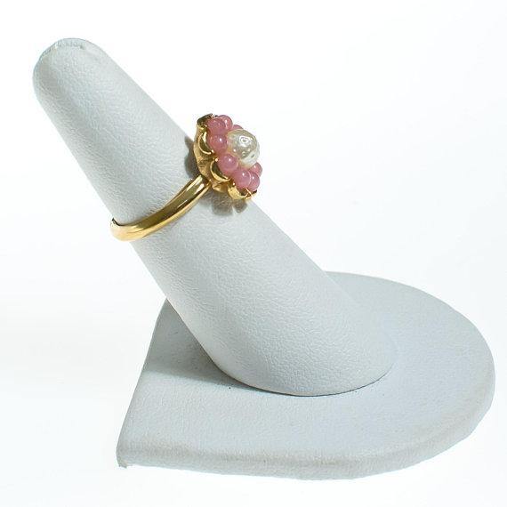 Vintage Avon Ring Pink Pearl with Pearl Center by Avon - Vintage Meet Modern Vintage Jewelry - Chicago, Illinois - #oldhollywoodglamour #vintagemeetmodern #designervintage #jewelrybox #antiquejewelry #vintagejewelry
