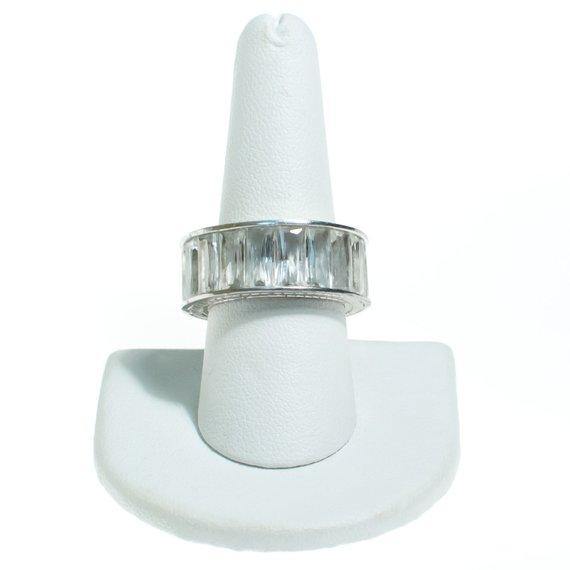 Vintage Cubic Zirconia Engagement Band Set in Sterling Silver