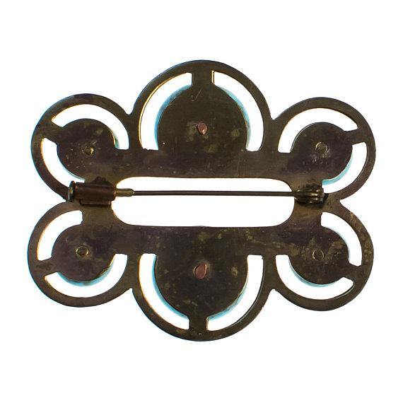 Vintage Turquoise Art Glass Brooch by 1910s - Vintage Meet Modern Vintage Jewelry - Chicago, Illinois - #oldhollywoodglamour #vintagemeetmodern #designervintage #jewelrybox #antiquejewelry #vintagejewelry