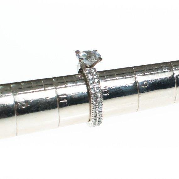 Vintage CZ Round Solitaire Engagement Ring with CZ Band set in Sterling Silver by Sterling Silver - Vintage Meet Modern Vintage Jewelry - Chicago, Illinois - #oldhollywoodglamour #vintagemeetmodern #designervintage #jewelrybox #antiquejewelry #vintagejewelry