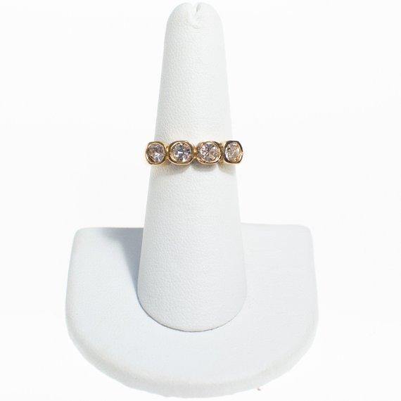 Vintage Bezel Set Cubic Zirconia Gold Plated Band Ring by 1990s - Vintage Meet Modern Vintage Jewelry - Chicago, Illinois - #oldhollywoodglamour #vintagemeetmodern #designervintage #jewelrybox #antiquejewelry #vintagejewelry