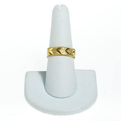 Gold Band Etched with Chevron Design Boho Bohemian Chic by 1980s - Vintage Meet Modern Vintage Jewelry - Chicago, Illinois - #oldhollywoodglamour #vintagemeetmodern #designervintage #jewelrybox #antiquejewelry #vintagejewelry