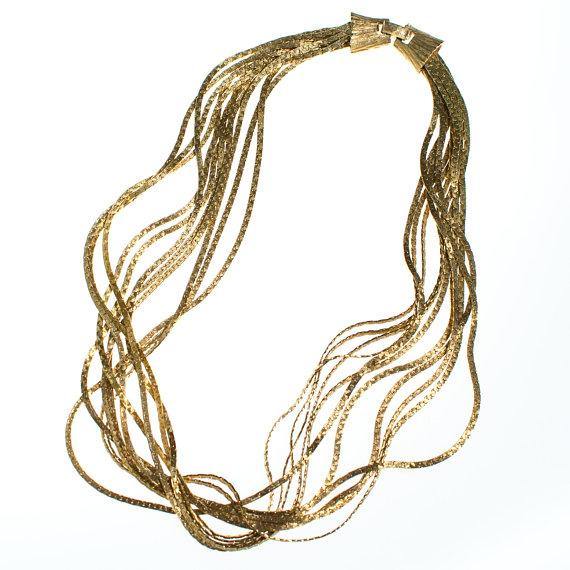 Vintage Multi Strand Gold Link Necklace
