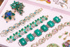 Huge Vintage Emerald Green Rhinestone Spray Style Brooch by Vintage Meet Modern  - Vintage Meet Modern Vintage Jewelry - Chicago, Illinois - #oldhollywoodglamour #vintagemeetmodern #designervintage #jewelrybox #antiquejewelry #vintagejewelry