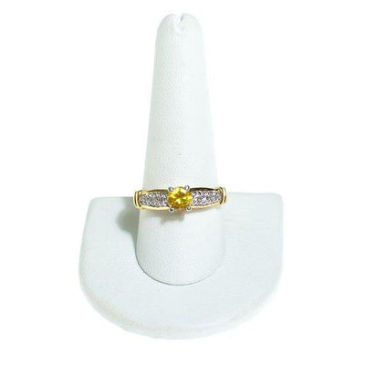 Vintage Citrine Solitaire Cocktail Ring with Pave CZ Accents by Citrine - Vintage Meet Modern Vintage Jewelry - Chicago, Illinois - #oldhollywoodglamour #vintagemeetmodern #designervintage #jewelrybox #antiquejewelry #vintagejewelry