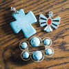 Vintage Turquoise Howlite Cross Pendant by 1990s - Vintage Meet Modern Vintage Jewelry - Chicago, Illinois - #oldhollywoodglamour #vintagemeetmodern #designervintage #jewelrybox #antiquejewelry #vintagejewelry