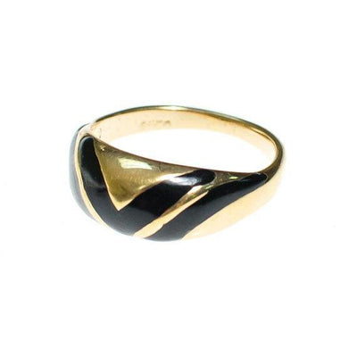 Vintage Avon Gold Ring with Black Enamel Details by Avon - Vintage Meet Modern Vintage Jewelry - Chicago, Illinois - #oldhollywoodglamour #vintagemeetmodern #designervintage #jewelrybox #antiquejewelry #vintagejewelry