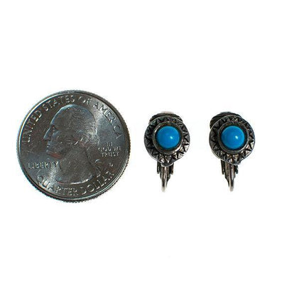 Vintage Petite Silver Tone Earring with Turquoise Cabochon by Cabochon - Vintage Meet Modern Vintage Jewelry - Chicago, Illinois - #oldhollywoodglamour #vintagemeetmodern #designervintage #jewelrybox #antiquejewelry #vintagejewelry