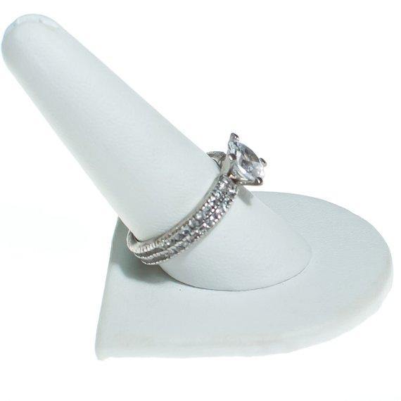 Vintage CZ Round Solitaire Engagement Ring with CZ Band set in Sterling Silver by Sterling Silver - Vintage Meet Modern Vintage Jewelry - Chicago, Illinois - #oldhollywoodglamour #vintagemeetmodern #designervintage #jewelrybox #antiquejewelry #vintagejewelry