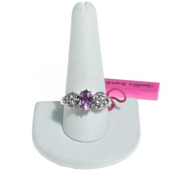 Vintage Amethyst and CZ Statement Ring Set in Sterling Silver by Amethyst - Vintage Meet Modern Vintage Jewelry - Chicago, Illinois - #oldhollywoodglamour #vintagemeetmodern #designervintage #jewelrybox #antiquejewelry #vintagejewelry