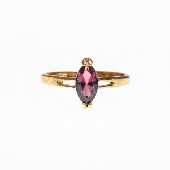 Vintage Amethyst Marquise Cut Crystal Statement Ring
