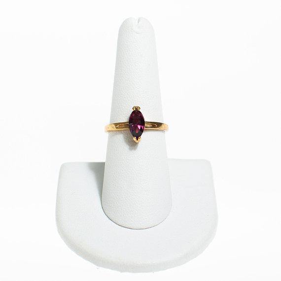 Vintage Amethyst Marquise Cut Crystal Statement Ring by 1990s - Vintage Meet Modern Vintage Jewelry - Chicago, Illinois - #oldhollywoodglamour #vintagemeetmodern #designervintage #jewelrybox #antiquejewelry #vintagejewelry