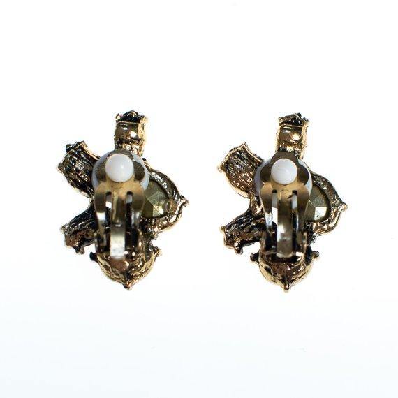 Vintage Mint, Peach, Pink, and Light Purple Rhinestone Cluster Statement Clip On Earrings by Vintage Meet Modern - Vintage Meet Modern Vintage Jewelry - Chicago, Illinois - #oldhollywoodglamour #vintagemeetmodern #designervintage #jewelrybox #antiquejewelry #vintagejewelry