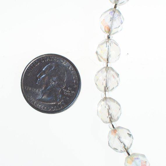 Vintage 1950 Era Round Faceted Aurora Borealis Crystal Single Strand Beaded Necklace by Vintage Meet Modern - Vintage Meet Modern Vintage Jewelry - Chicago, Illinois - #oldhollywoodglamour #vintagemeetmodern #designervintage #jewelrybox #antiquejewelry #vintagejewelry