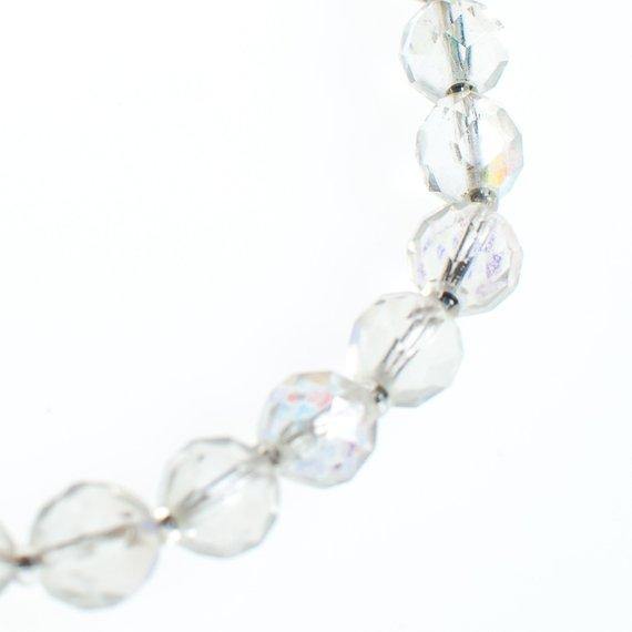 Vintage 1950 Era Round Faceted Aurora Borealis Crystal Single Strand Beaded Necklace by Vintage Meet Modern - Vintage Meet Modern Vintage Jewelry - Chicago, Illinois - #oldhollywoodglamour #vintagemeetmodern #designervintage #jewelrybox #antiquejewelry #vintagejewelry