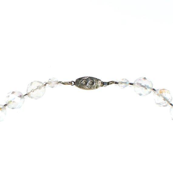 Vintage 1950 Era Round Faceted Aurora Borealis Crystal Single Strand Beaded Necklace by Vintage Meet Modern - Vintage Meet Modern Vintage Jewelry - Chicago, Illinois - #oldhollywoodglamour #vintagemeetmodern #designervintage #jewelrybox #antiquejewelry #vintagejewelry
