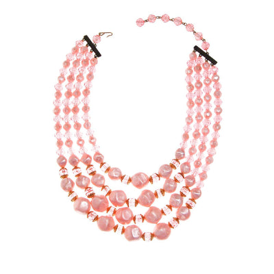 Pink Multi Strand Chunky Bead Necklace by Unsigned Beauty - Vintage Meet Modern Vintage Jewelry - Chicago, Illinois - #oldhollywoodglamour #vintagemeetmodern #designervintage #jewelrybox #antiquejewelry #vintagejewelry